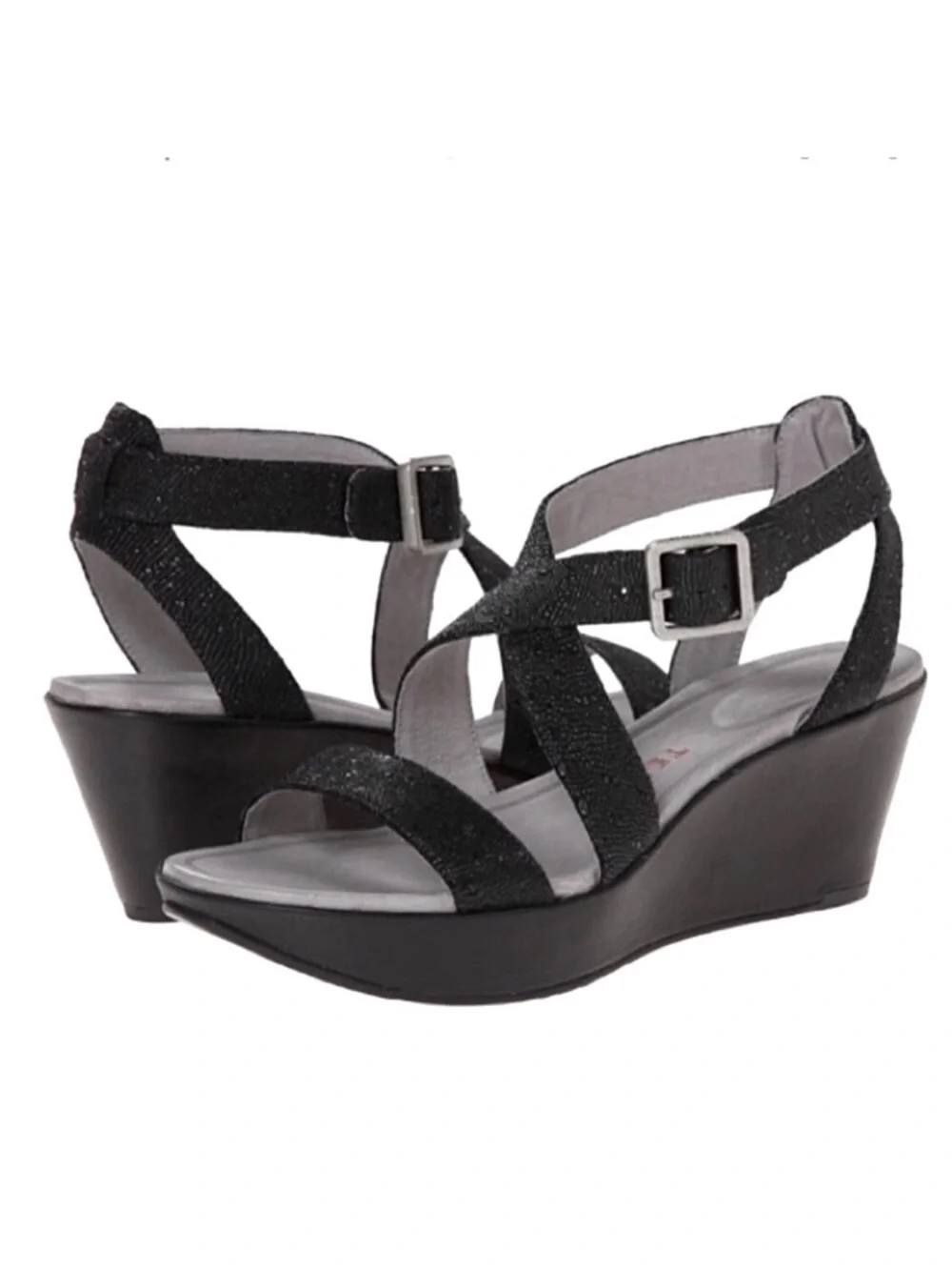 Tsubo Olivette Black Leather Wedge Sandal